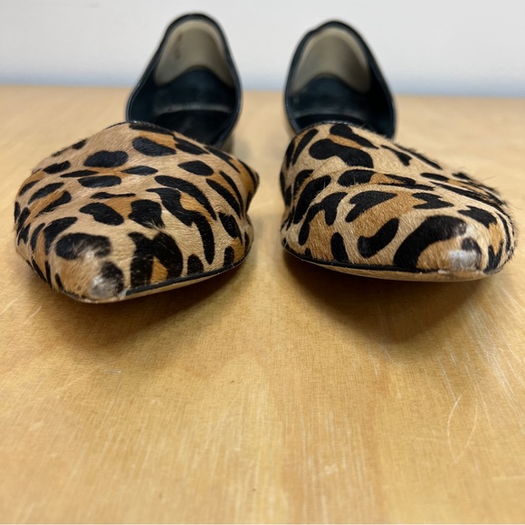 Calvin Klein Leopard Calf Hair Black Patent Pointy Toe d’Orsay Flat Size 11 - Picture 3 of 8
